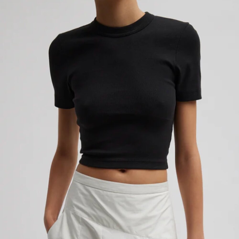 Tibi Ribbed Cropped Baby T-Shirt